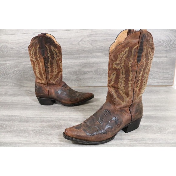 JB Dillon Mens Genuine Brown Goat Leather Western Boots JBM2213 Size 11D - Picture 1 of 10